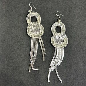 Large Silver Earrings Dangle chain